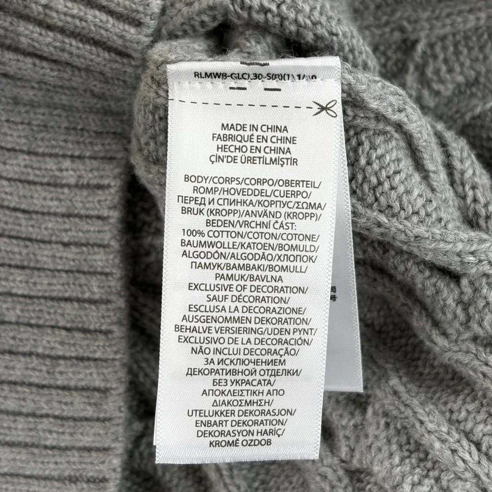 Polo Ralph Lauren Cable-Knit‎ Cotton Quarter-Zip Sweater in Grey Men Medium NWT
